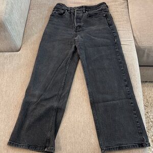Free People Women's Black Straight Jeans